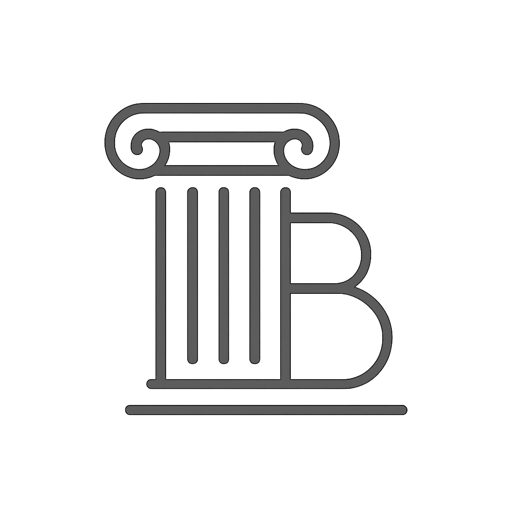 Logo minimalista y elegante para un estudio jurídico llamado "Bravo Legal", estilo similar a la sobriedad de Apple: tipografía simple y moderna, posibles iniciales BL en monograma, en negro o gris oscuro sobre fondo blanco, sin íconos recargados.